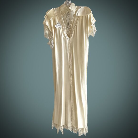 VTG 80s JESSICA MCCLINTOCK Ivory Lace Victorian Style Wedding Dress High Neck 6 - Picture 11 of 12